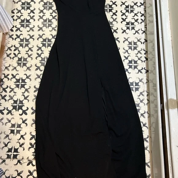 Birdy Grey Black One Shoulder Asymmetrical Slit Gown - Picture 6 of 9